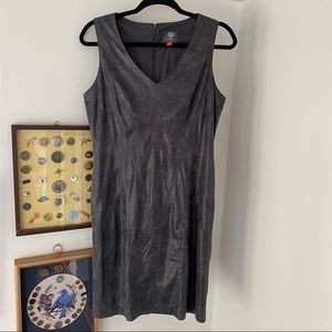 Vince camuto Faux-Leather V-Neck Sheath Dress Sz10